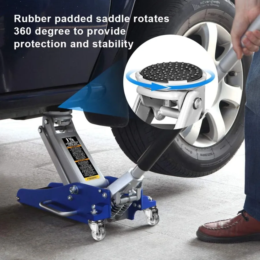 T815016L Hydraulische laag profiel aluminium en stalen racevloerkrik met dubbele zuiger snelle hefpomp 1,5 ton 3.000 lb capaciteit