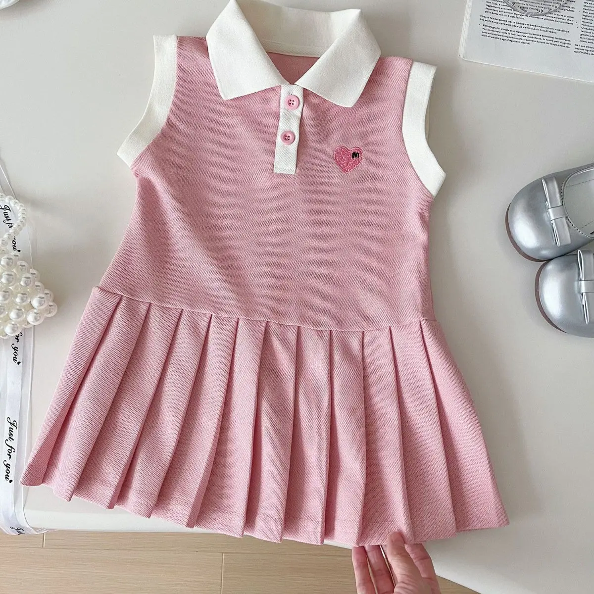 Girls' Short Sleeved Dress 2026 New Fashionable Children's Princess Dress for Baby Girls Summer Polo Dress