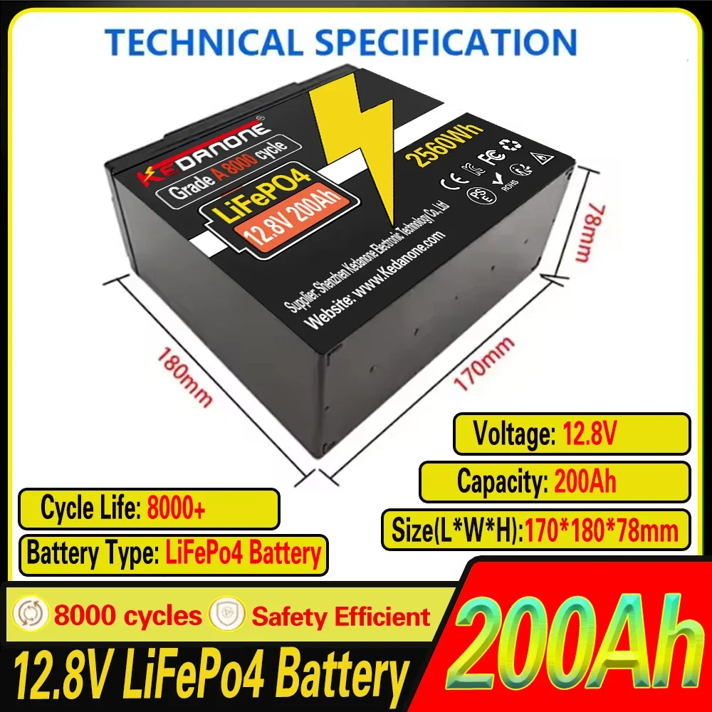 Brand 🎁New LiFePO4 12.8V 24V 100ah 180ah 200ah 220Ah LiFePO4 Lithium Battery 100A BMS 6000+ cyclic for Inverter Solar RV
