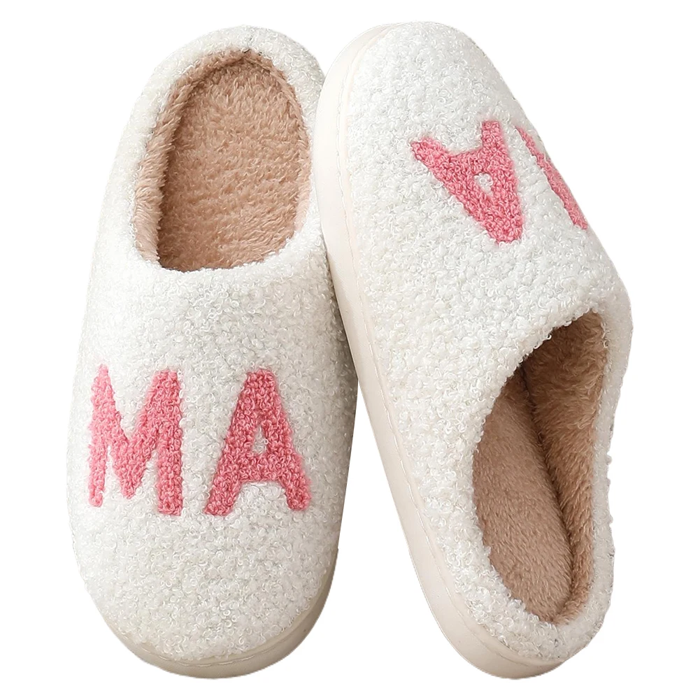 Women Plush Slippers Fuzzy Home Slippers Non Slip Closed Toe Slippers Comfortable Fluffy Love Slippers Breathable Gifts for Mom