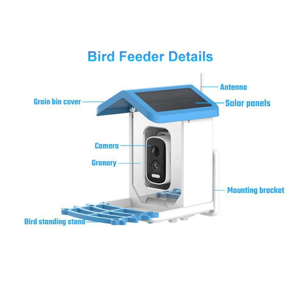 Solar 5 million Wifi with camera automatic smart bird feeder bird watching surveillance camera Video 5MP view 2