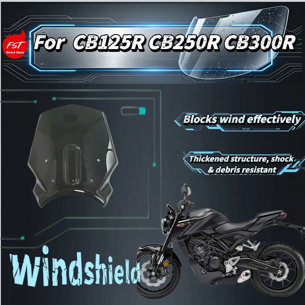 

For CB125R CB250R CB300R Motorcycle Heightened Front Windshield Wind Deflector Windscreen Accessory Kit