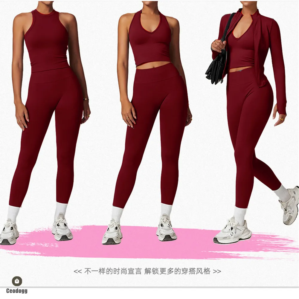 

2PCS Yoga Set Gym Clothes Sportswear Seamless Yoga Suits For Women Fitness Long Sleeved Tracksuits Sports Bra Gym Leggings XP19