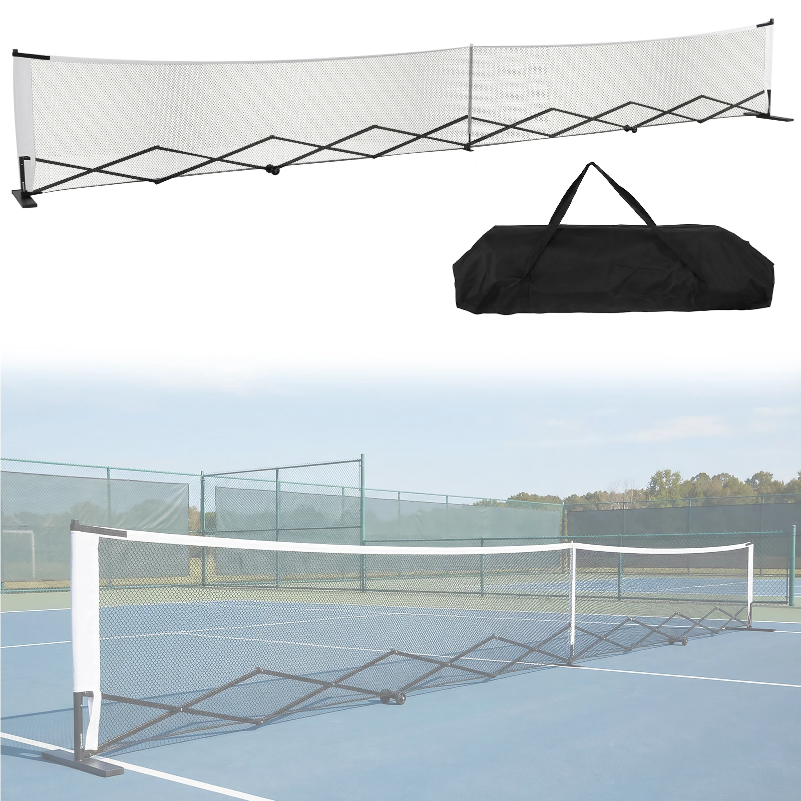 

Portable Peak Ball Net Frames with Wheels Pickle Balls Net Set System Aluminum Alloy 22ft for Backyards Driveways & Garages