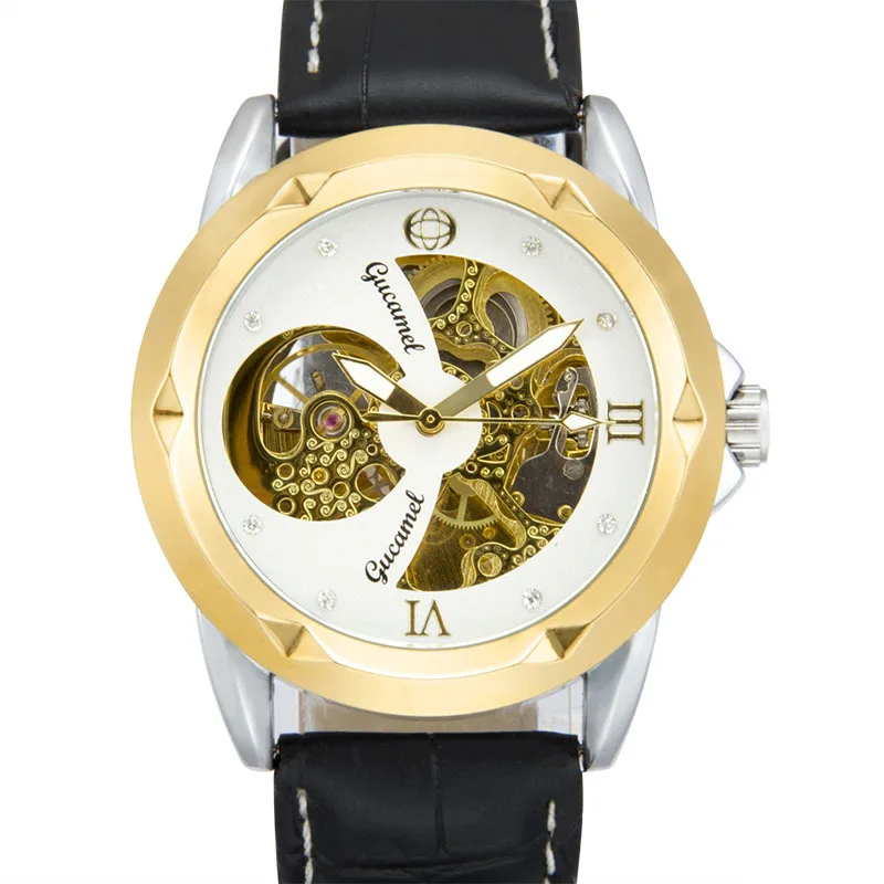 UTHAI M22 Trendy Men Watch with Hollowed Out and Transparent Bottom, Fully Automatic Mechanical Watch, Watches for Man