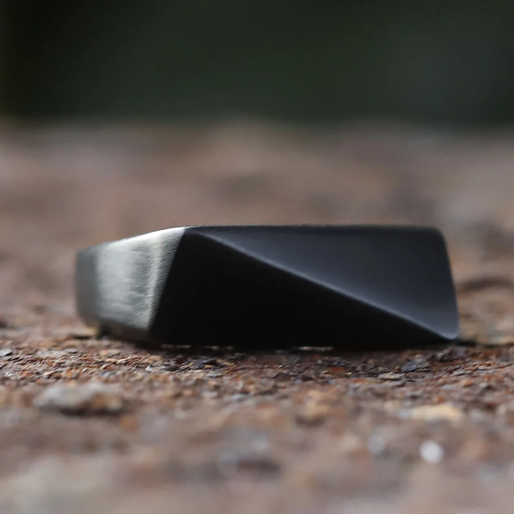 خاتم ختم فاسق عتيق جديد لعام 2025 للرجال، مستطيل، لامع، هندسة رمادية، ستانلس ستيل، هدايا مجوهرات، موضة جديدة #3