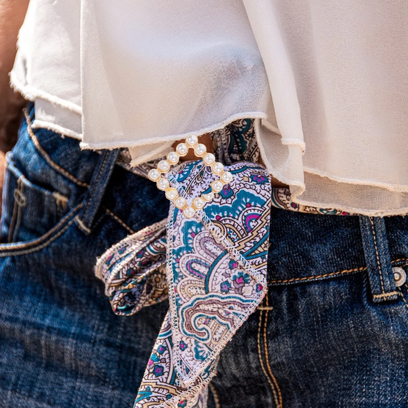 6 قطعة حزام حجر الراين اللؤلؤ أبازيم متعدد الألوان البلاستيك تي شيرت كليب لامعة الرجعية 80s زي ديكور الحفلات قميص كليب الملحقات