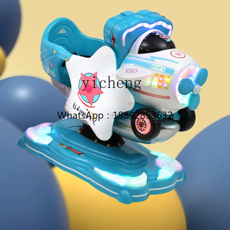 ZZ الأطفال عملة كيدي ركوب متأرجحة هزاز الحصان الكنز الطائرات سوينغ آلة ساعة الرسوم المتحركة المحرك #4