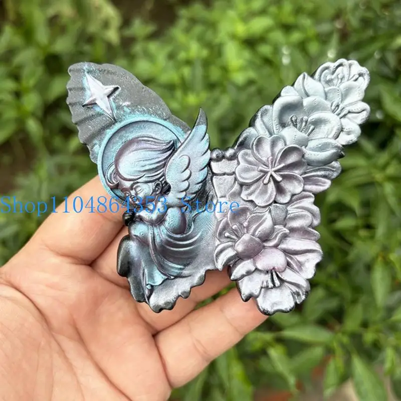 

652F Heat Resistant Silicone Mould With Sugar Skull Butterfly Carving for Projects