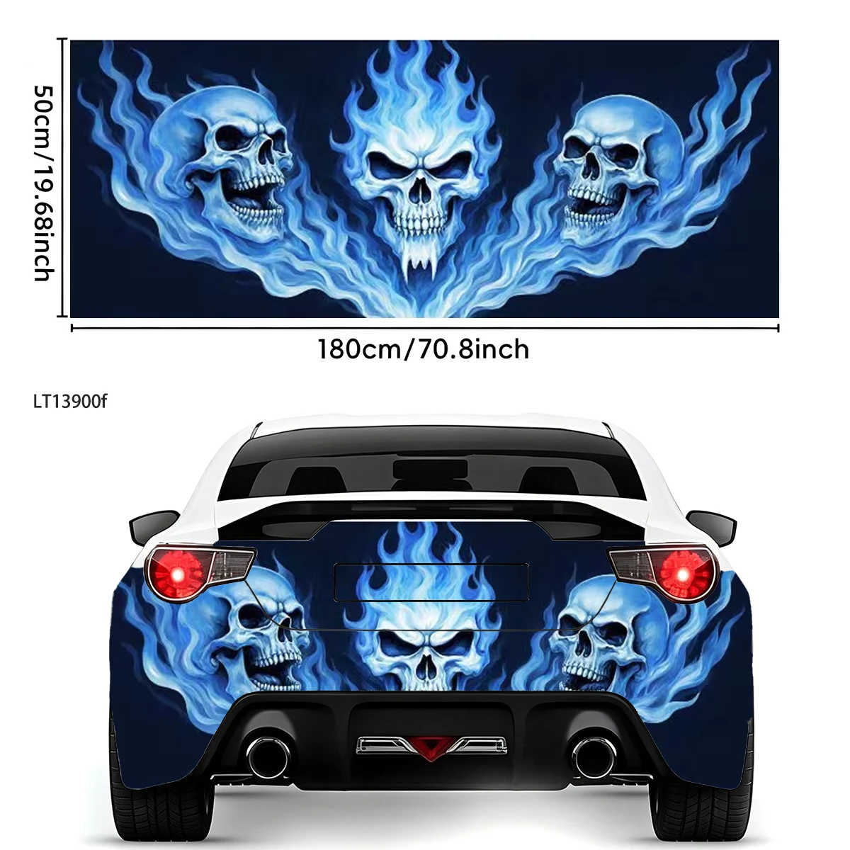 Dark Vintage Skull Thorn Yellow Flower Art Car Rear Tail Sticker Waterproof Vinyl Universal Vehicle Exterior Mod Accessory Decor