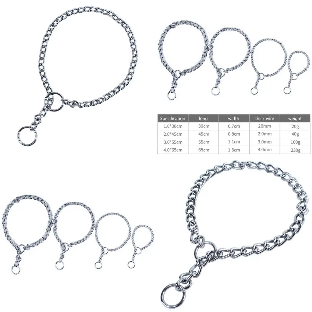 

Dog Choke Collar Stainless Iron Metal Chain No Pull Training Collar Silver high quality