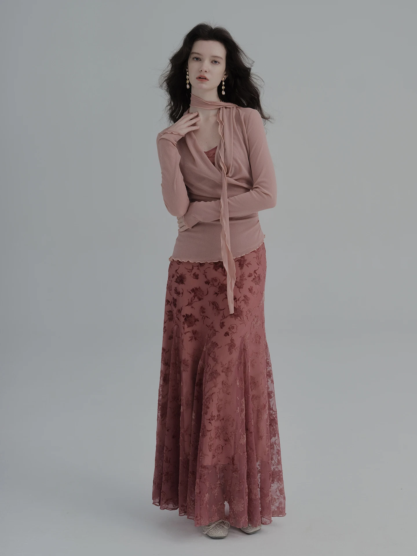 

Ele Peter Pan Uncle Left Bank Enchanent Dr Velvet Material Gown with Pleated Neline Faionable Women's Set