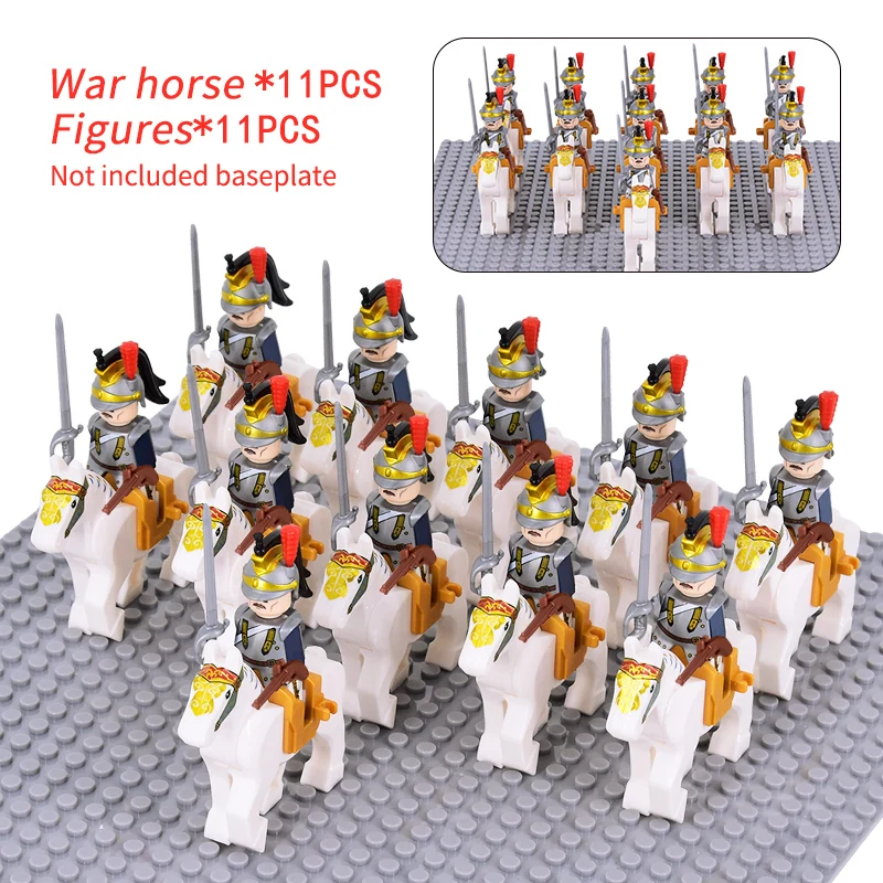 WW2 Military French Dragoon British Soldiers Cavalry Knights Figures Army Scottish Fuisiler Building Blocks Weapons Brick Toys