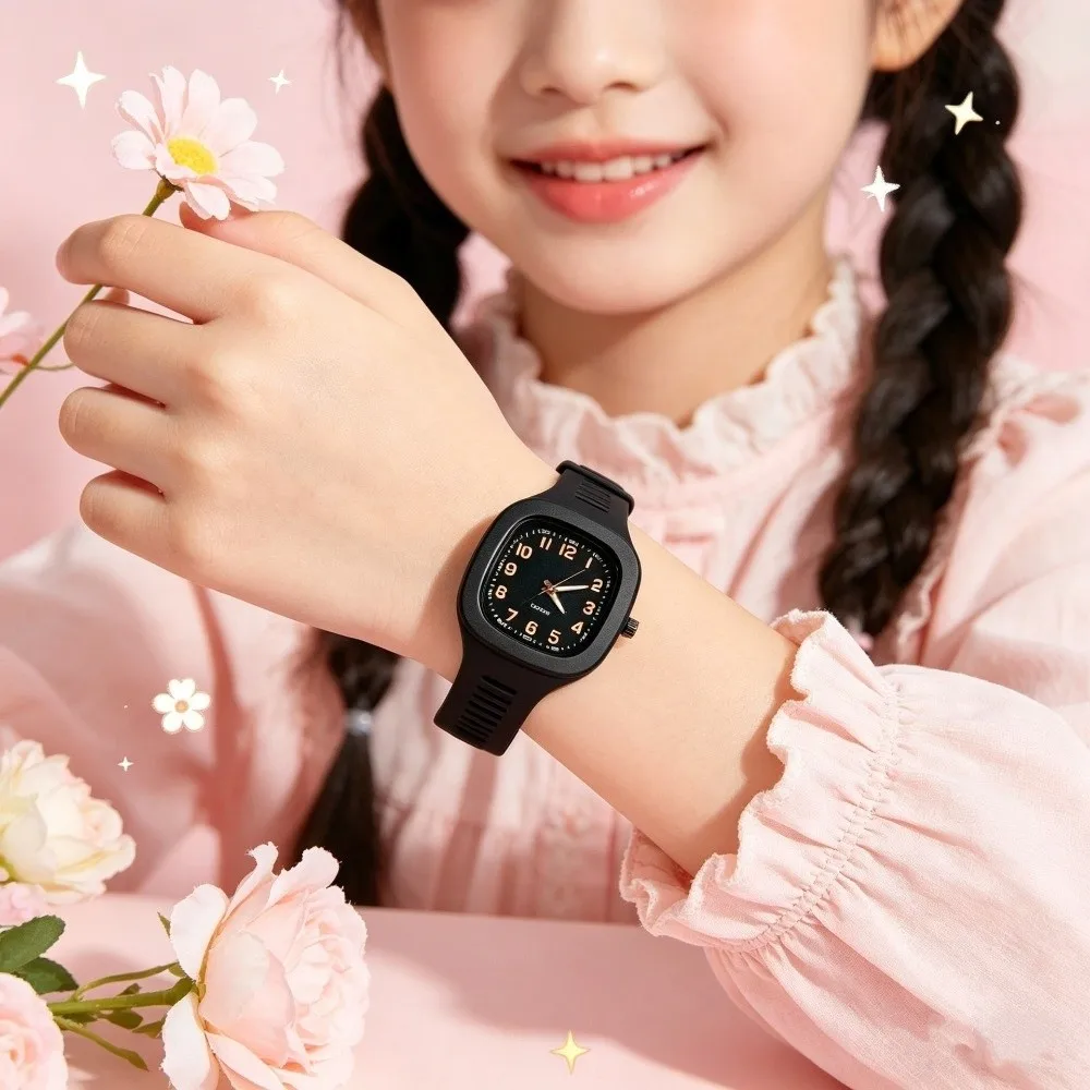 INS Silicone Strap Square Watch Square Casual Wrist Watch Analog Watch Women Girls