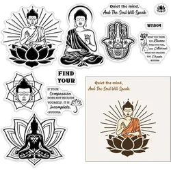 Buddha Lotus Clear Rubber Stamps Reusable Zen Meditate Mandala Text Silicone Transparent Seals Stamp for for Journaling Card
