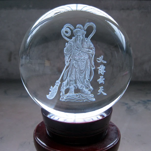 BEST efficacious Protection Talisman Money Drawing Martial god of wealth guan gong Guandi  3D Crystal ball statue Model