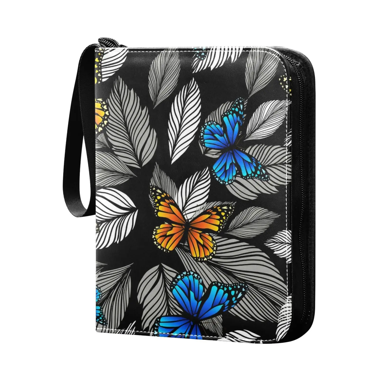 Leaves Butterflies 4 Pocket Card Binder, 400 Double Sided Pocket Album for Sport Game Cards, Unique Card Collection Storage