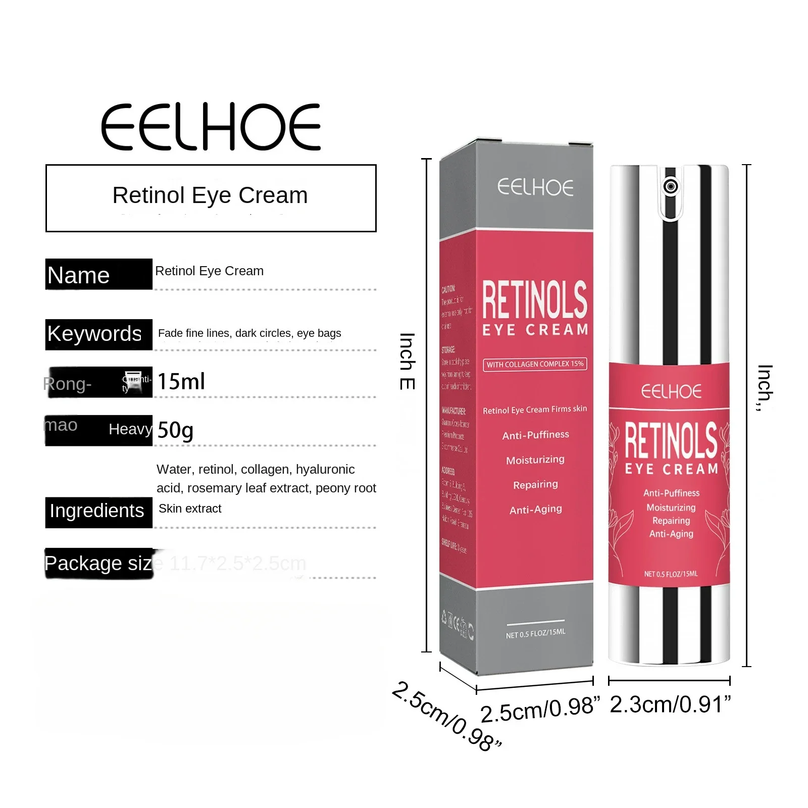 Sdatter Eelhoe Retinol Eye Cream Lifting and Tightening Fine Lines around Eyes Fishtail Lines Eye Bags and Dark Circle Moisturiz