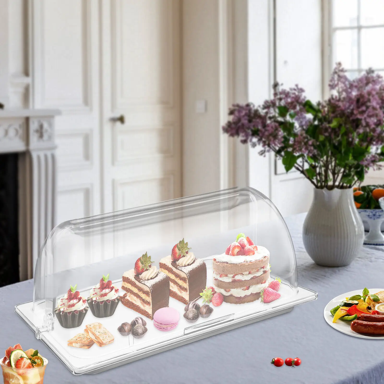 

Прозрачная прямоугольная сервировочная тарелка из пластика для дома, кухни, ресторана, вечеринок