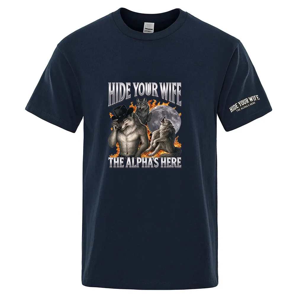 Hide Your Wife, Alpha Werewolf Is Coming! 2026 Summer Man's Round Neck Casual Top Short sleeved New Trendy Breathable T-shirt