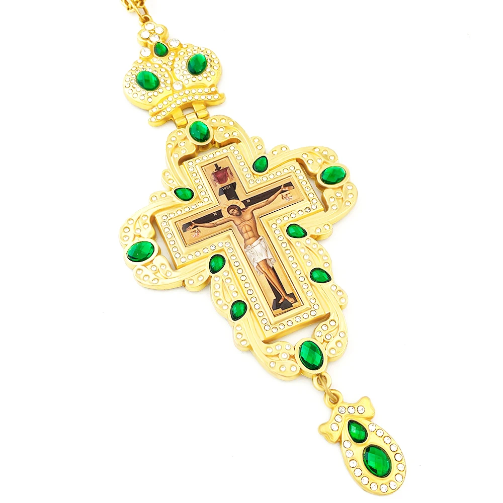 Brustkreuz Orthodoxe Jesus-Halskette Katholisches Kruzifix Brustkreuz Goldanhänger Kreuzkette Religiöser Schmuck крест кулон – Detail 7