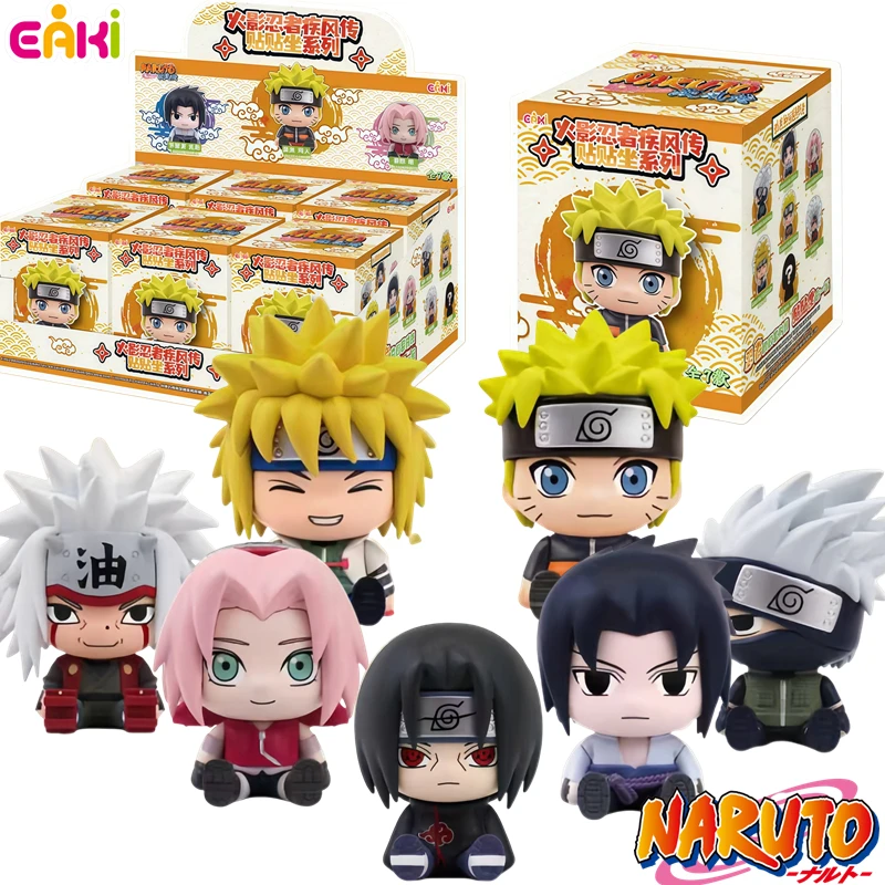 

EAKI Naruto Shippuden Sitting Blind Box Naruto Sasuke Sakura Kakashi Itachi Jiraiya Minato Anime Figure Collectible Toy Gift