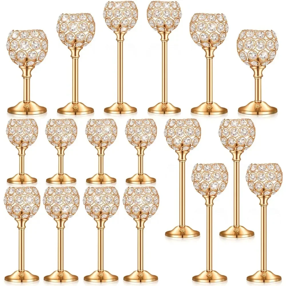 Candle Stick Holder Center Ornament for Dining Table Wedding Center Ornaments Centerpiece 18 Pieces Crystal Candle Holder Home