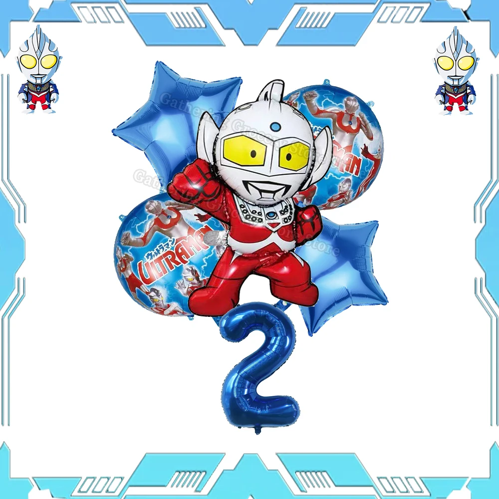 Ultraman Altman 6Pcs Foil Ballon forniture per feste di compleanno per bambini Festivel Party Decor 18in Star Round 32in Number Helium Globos