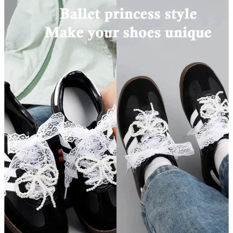 Fancy Lace 2.9CM Width Flat Shoelace for Sneakers Shoelaces for Women Casual Shoes Black White Shoe Laces Accessorices