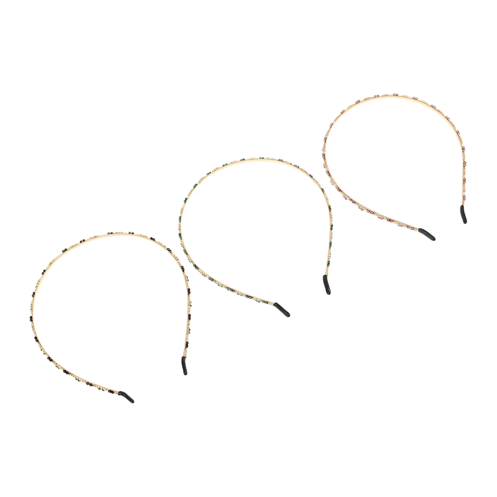 

3pcs Rhinestone Headbands For Women Simulated Crystal Hairbands Girls Wedding Party Hair Hoop Bands Thin Metal Elegant Sparkling