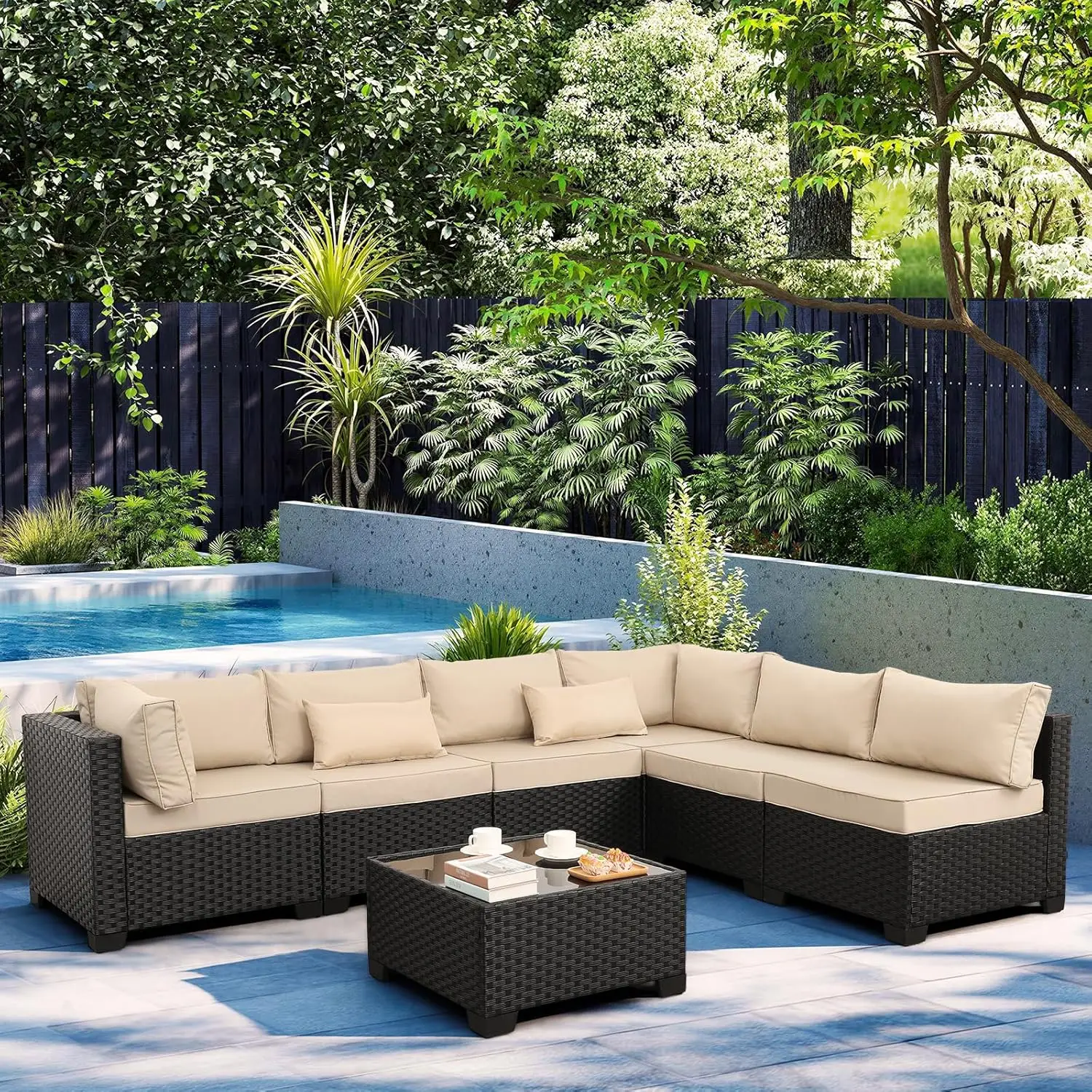 7 Piece Outdoor PE Wicker Ratt - Outdoor Furniture Rattan review and price