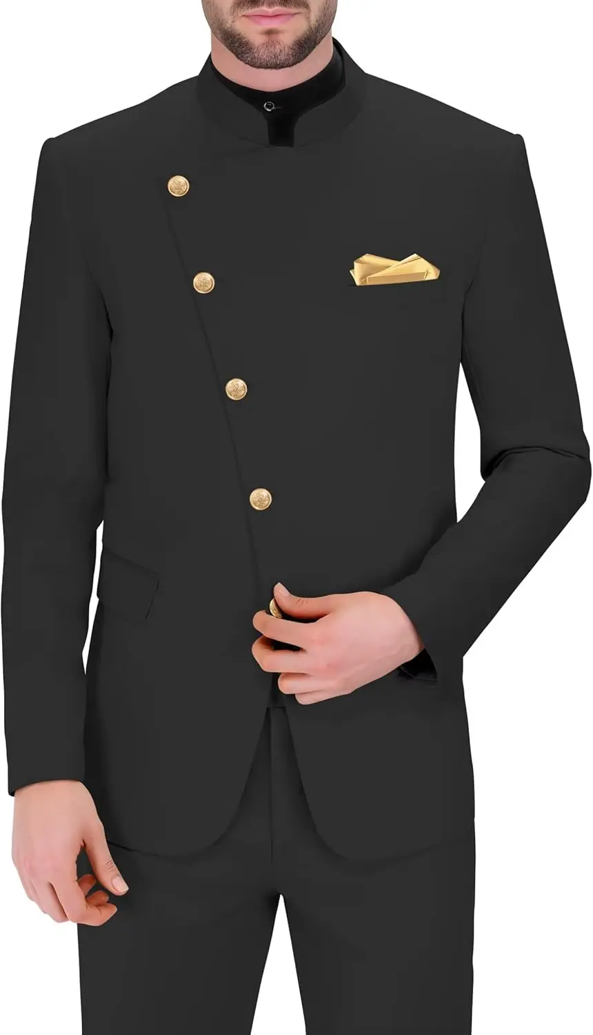 

Мужской костюм-двойка в китайском стиле, приталенный, с воротником-стойкой, для свадьбы и выпускного вечера