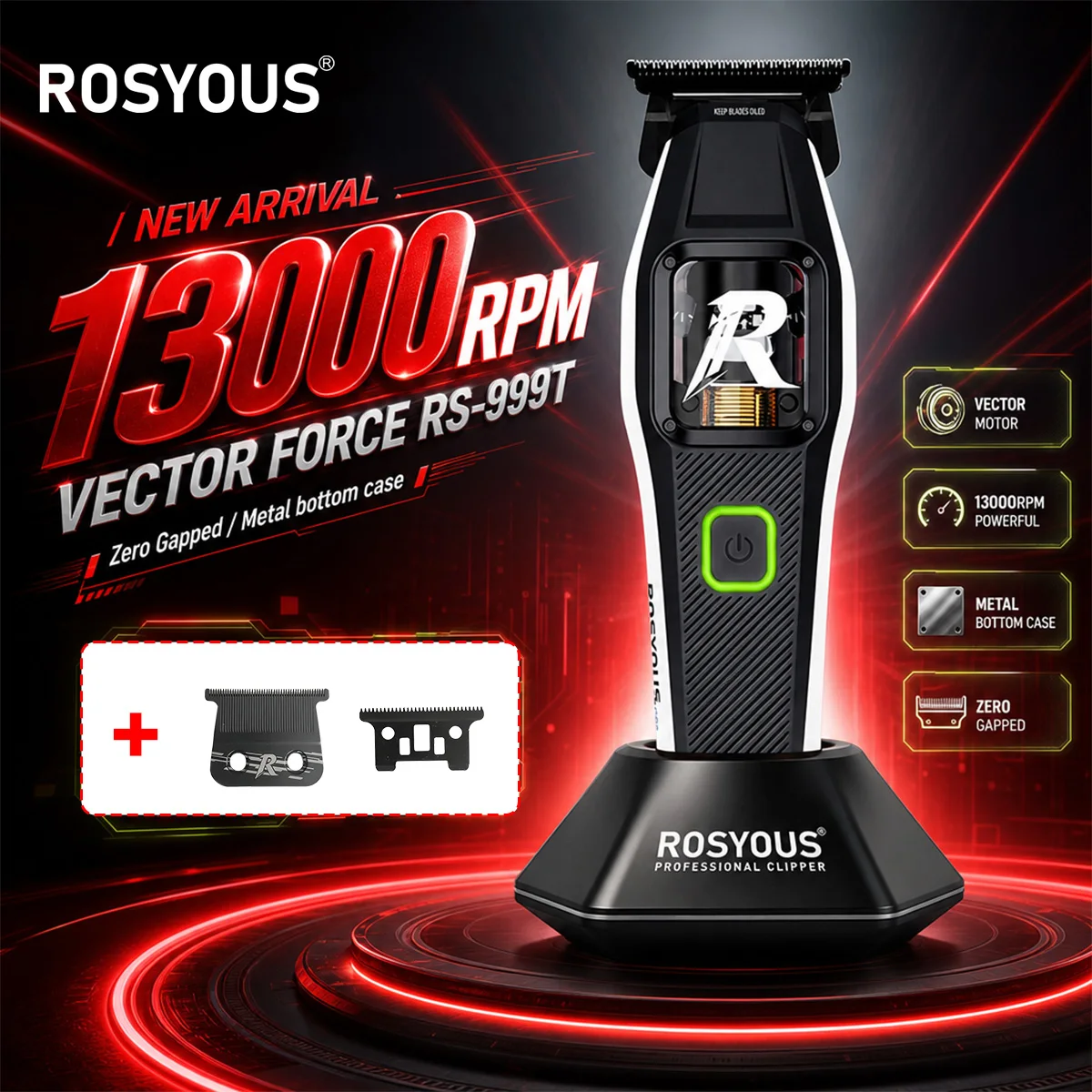 rosyous-rs-999t-regolacapelli-professionale-da-uomo-con-motore-magnetico-a-campo-pulsato-dlc-zero-gapped-caricatore-e-supporto-completamente-in-metallo