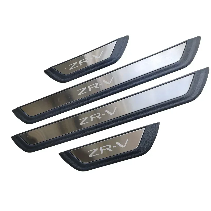 Fit For Honda ZRV ZR-V 2022-2024  Door Sill Scuff Plate Guard Sills Protector Trim 4PCS Stainless Steel and Plastic