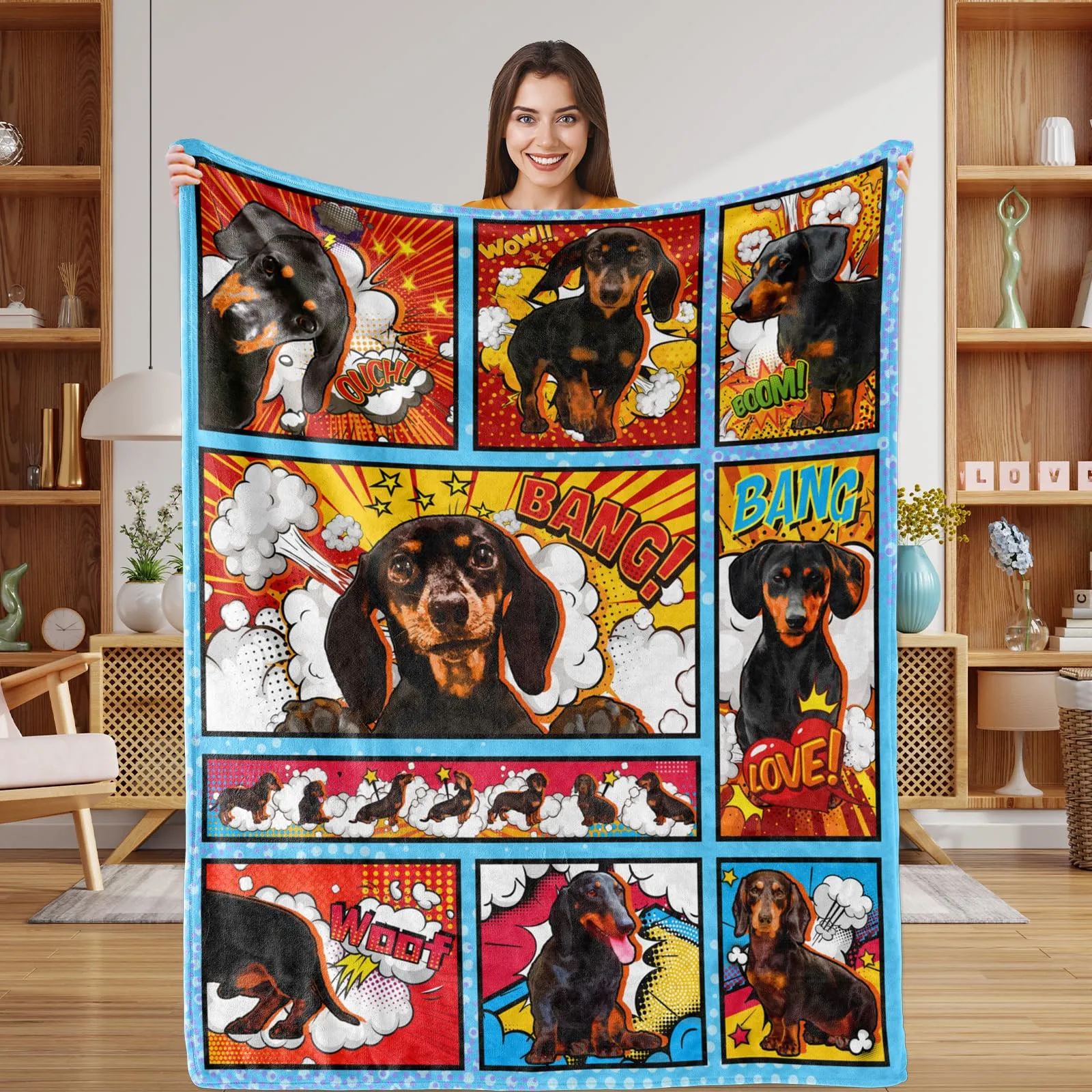 KACISSTY Dachshund Throw Blankets Animal Dog Splicing Flannel Blanket Air Condition Office Nap Quilts 5 Size Dropshipping