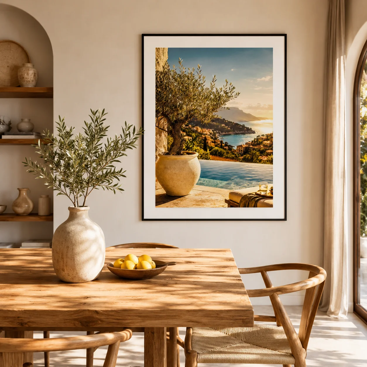 Mediterranean Golden Horizon Poster Canvas Wall Print,High‑Grade Home Decoration Artwork for Bedroom,Living Room,Office