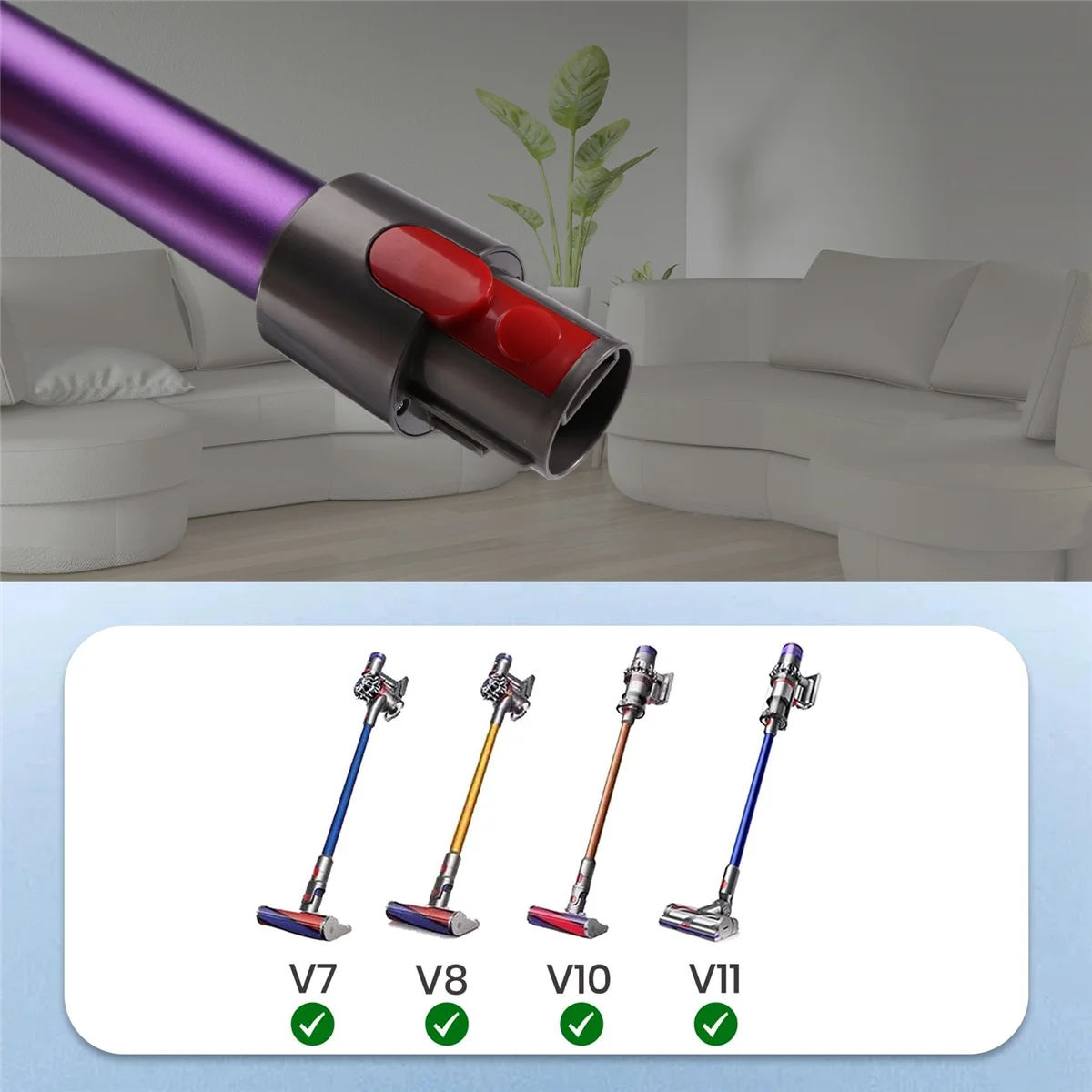 Tubo de varilla de extensión de liberación rápida N98R para Dyson V7 V8 V10 V11 piezas de recambio de aspiradora de mano púrpura