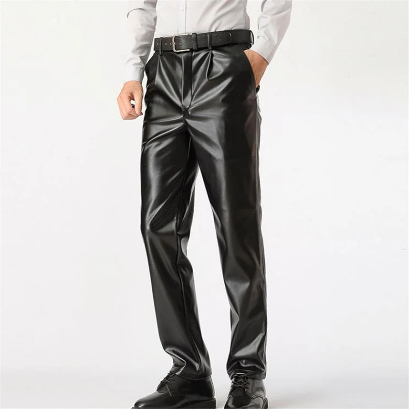 Man Autumn Hot Sale Velvet Leather Pants Winter Hot Sale Warm Leather Trousers Pu Pantalons Pu Straight Cuero Pantalones