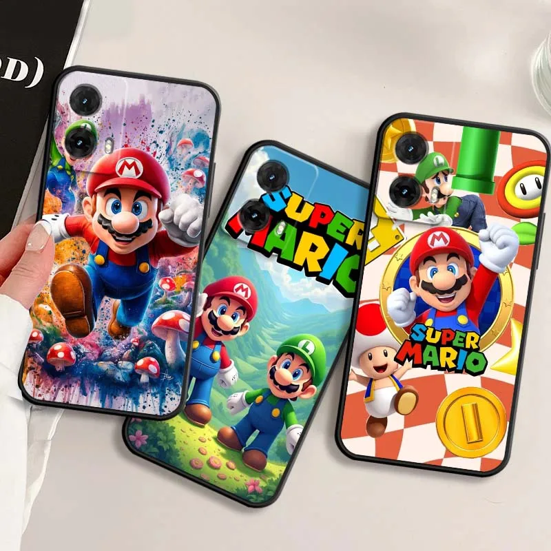 

M-M-Marios Art Cute For Motorola G85 Edge 50 G24 G35 G14 G04 40 G72 G34 G G54 G13 G32 5G Black Phone Case Cover