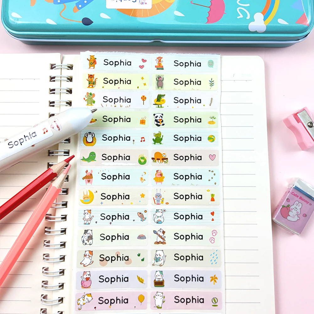 60pcs/120pcs Personalization Custom name Labels Animal Style Name Tag Sticker Custom Adhesive Stationery Decals Personalize Firs