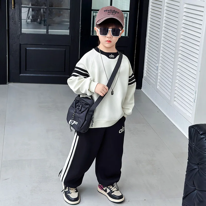 

Boys' Sportswear Set Long Sve Sweatirt And Pants Autumn Spring Cotton Recycled Fiber Long Pants Casual Spor Two Piece Set