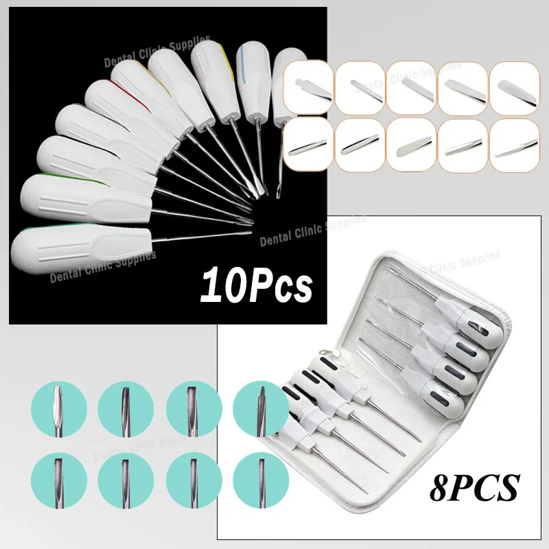 10Pcs Dental Root Elevator Set Plastic Handle Minimally Invasive Tooth Extraction Dental Instruments