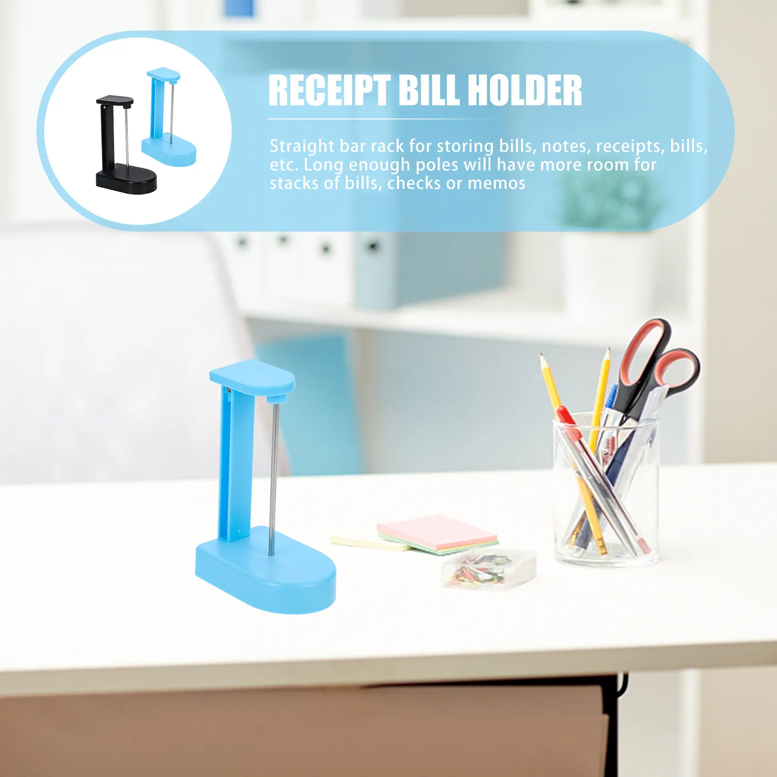 2Pcs Receipt Holder Check Spike Stand Desktop Bill Holder Paper Memo Organizer for Office Restaurant Kitchen Note Storage