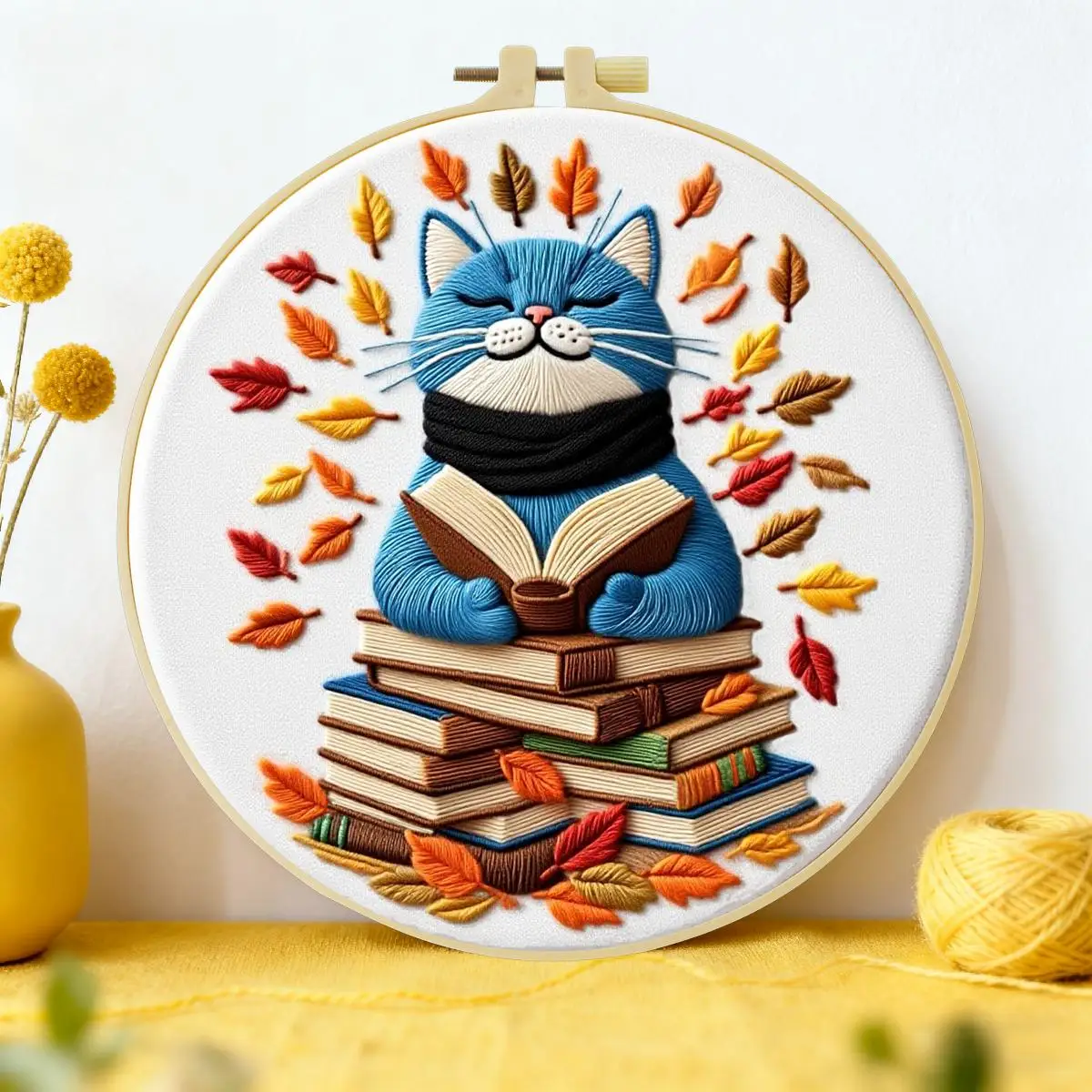 1 Stück 20X20CM/15X15CM 7,87/6,3 Zoll Dr. Cat Stickerei-Starter-Kit DIY-Kit DIY-Stickerei-Set für Anfänger – Detail 1