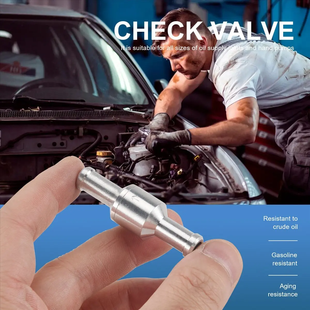 AT63 8mm Check Valve Brake for Servo Booster No Return Inline One Way Valve Non Return Valve Vacuum Hose Aluminum Valve