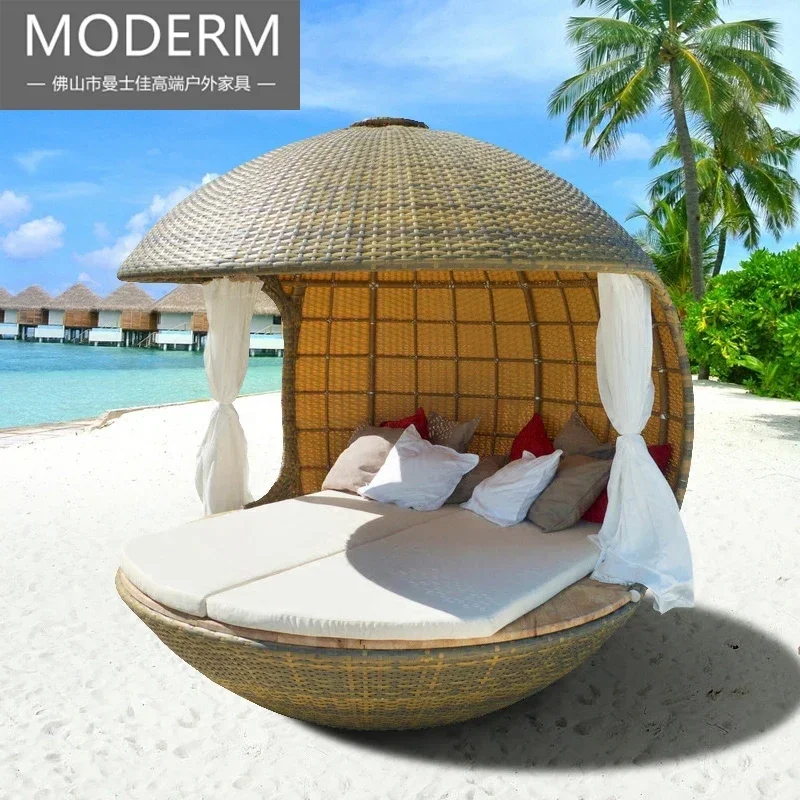 Outdoor lying bed, bird cage, swimming pool, beach bed, furniture, garden, courtyard, round bed, creative homestay, hotel