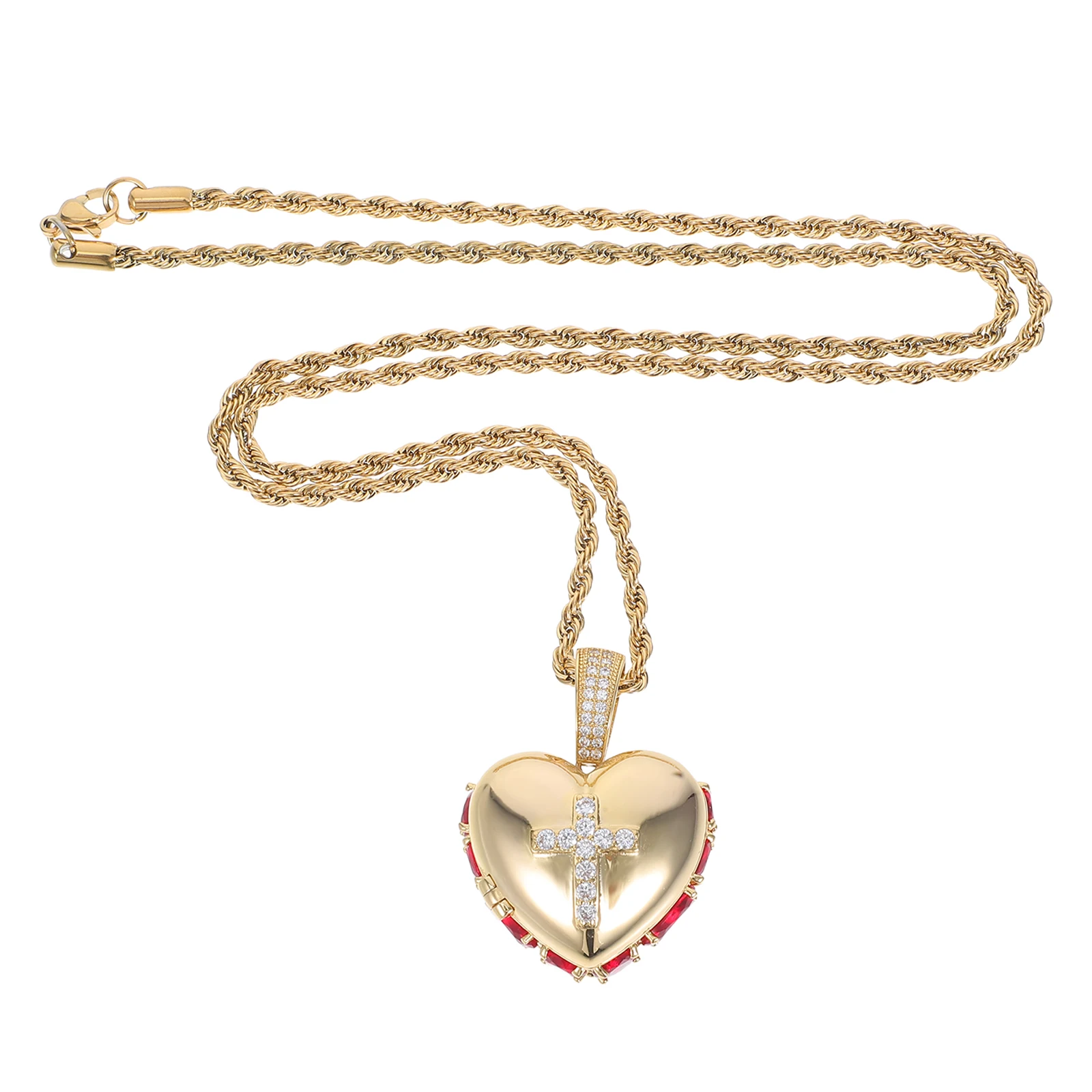 

Heart Shaped Locket Necklace For Women Photo Compartment Diy Picture Pendant Romantic Cross Charm Jewelry Lightweight Vintage