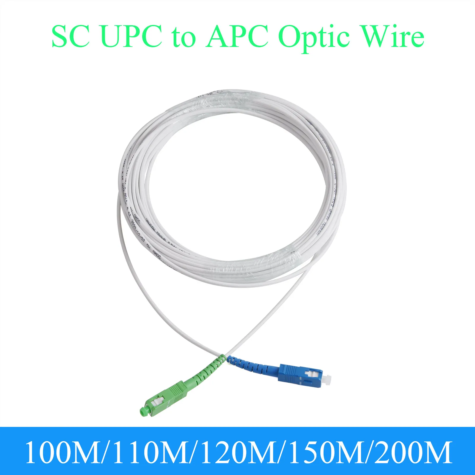 

Fiber Optic Extension Wire SC UPC to APC Single-mode 1-Core Indoor Convert Patch Cord 100M/110M/120M/150M/200M Optical Cable