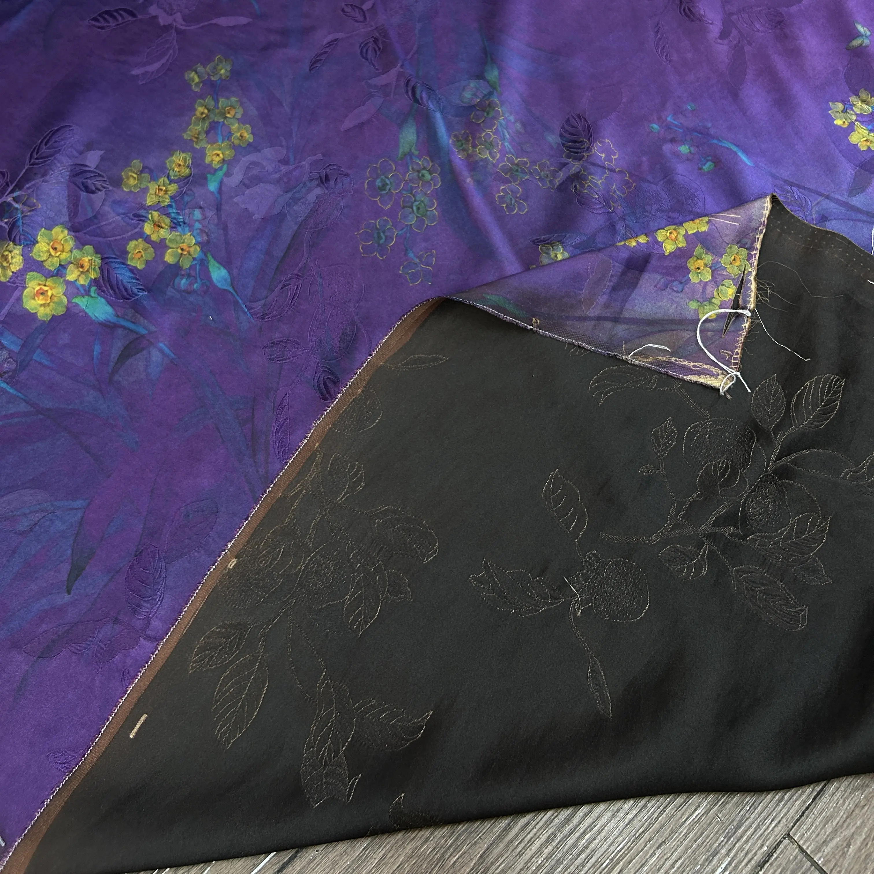 Purple Narcissus Silk Soteil Xiangyun Yarn Fabric Silk New Chinese Custom Dress Suit Fabric