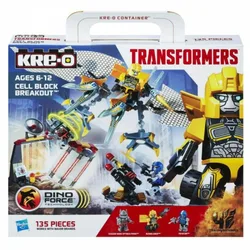 Hasbro Kre-O Transformers Black Bumblebee Cell Block Breakout Dinobot, Optimus Prime, a Vehicon and Bumblebee Figure